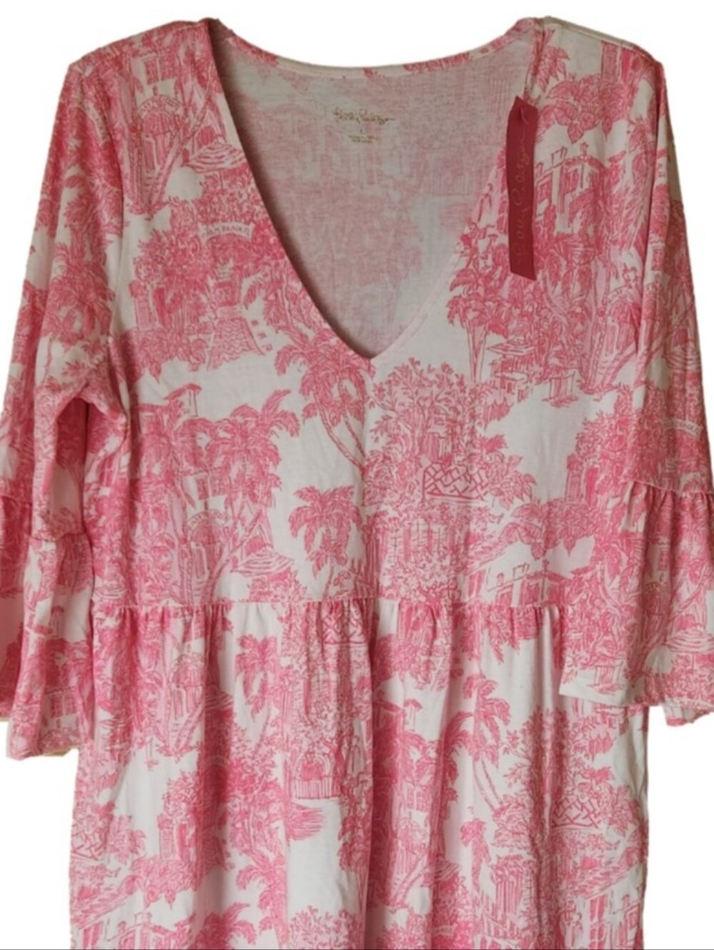 Lilly Pulitzer Jannie V-Neck Pima Cotton Dress Size Large Nwt - Picture 5 of 11